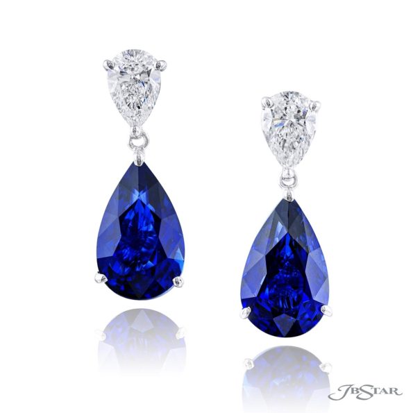 Sapphire & Diamond Earrings 7.22 ctw. Pear-Shaped Certified