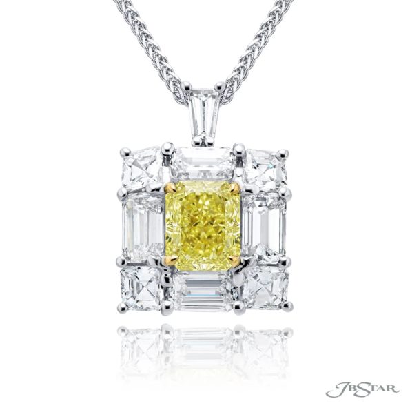 Exquisite Style: Timeless 1.72 ct. GIA Certified Diamond Pendant  Radiant-Cut & Emerald-Cut Diamonds in Pure Platinum