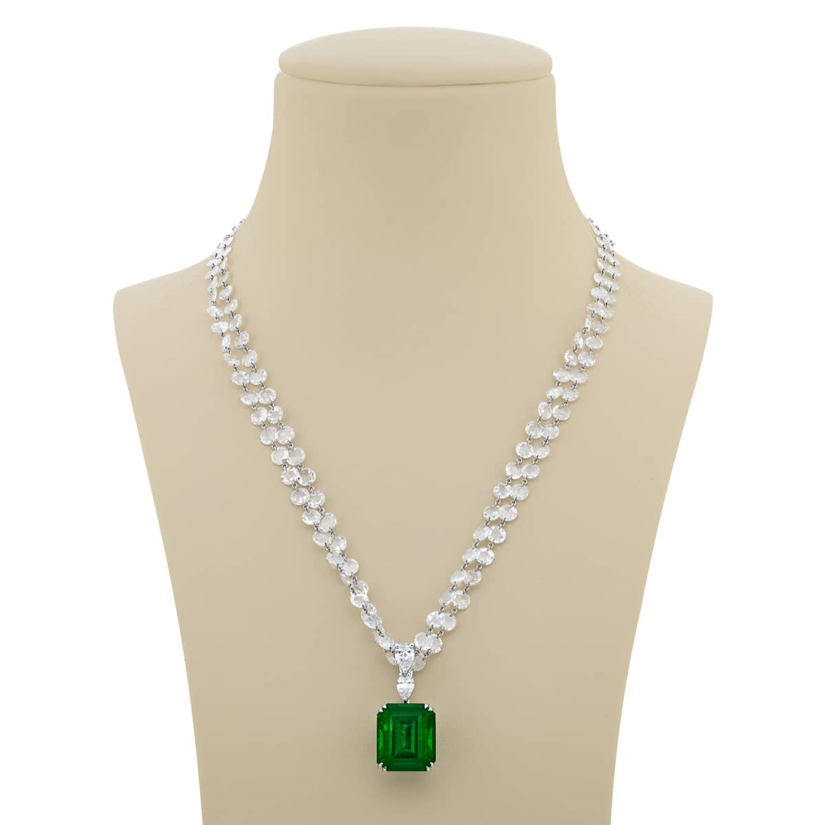 Platinum Emerald-Cut Vivid Emerald Certified Pendant