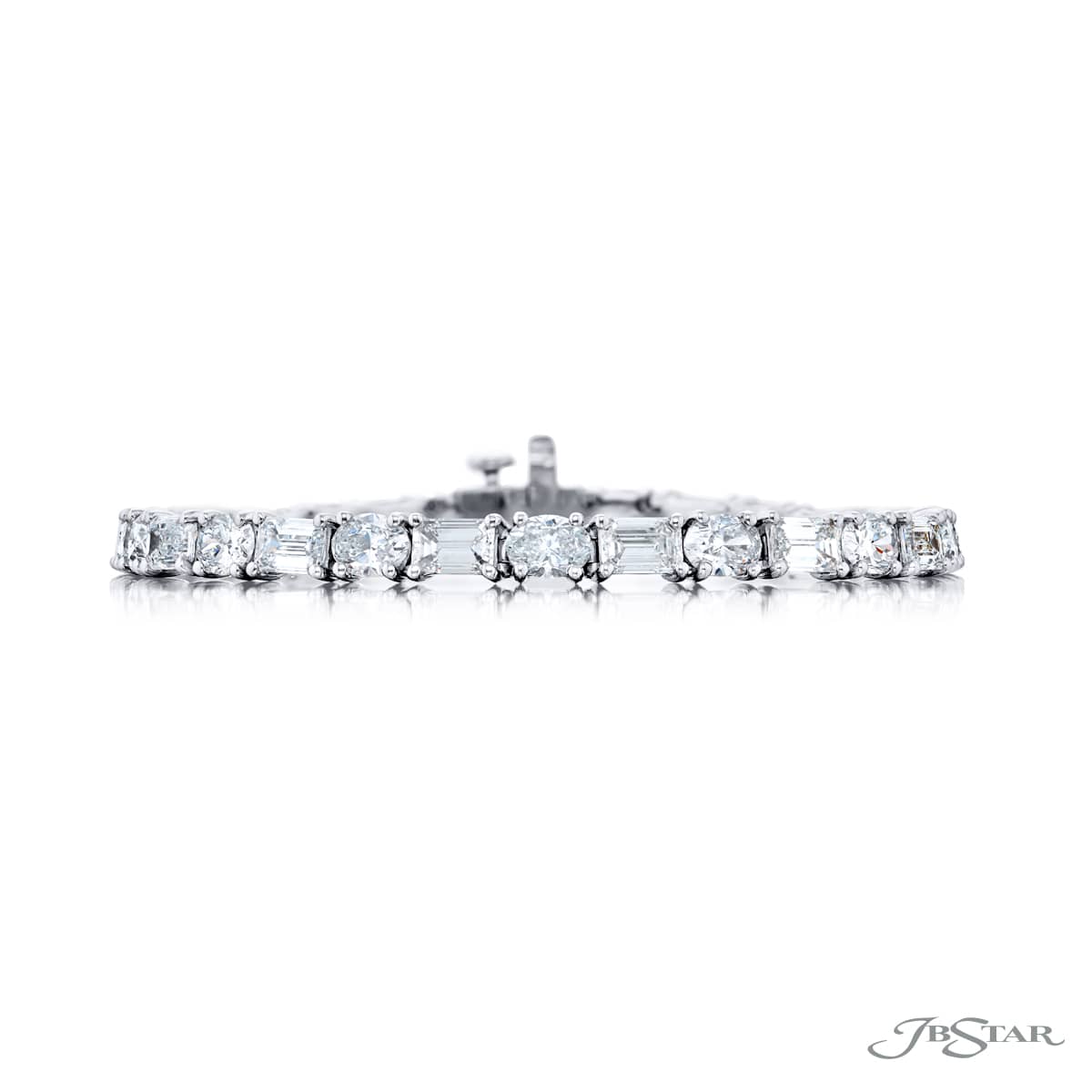 Platinum Emerald-Cut and Oval Diamond Bracelet