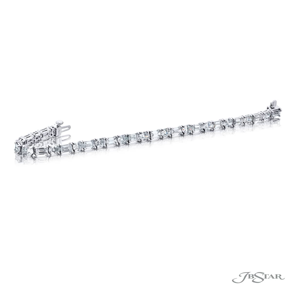 Platinum Emerald-Cut and Oval Diamond Bracelet