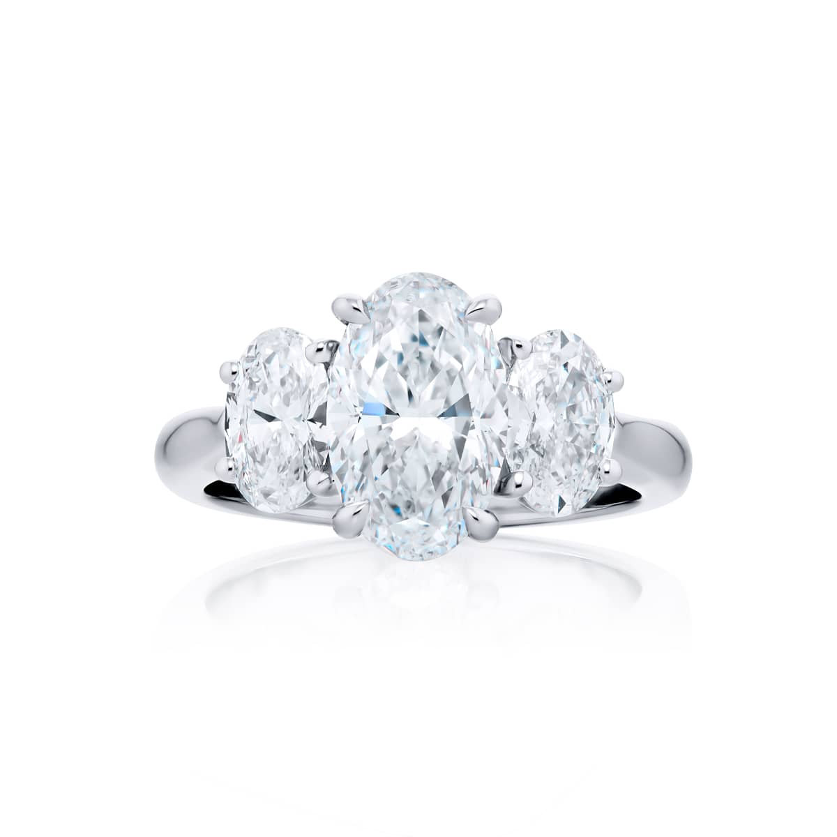 3.02 ct. GIA-Certified Oval-Cut Diamond Ring with Oval Side Stones in Platinum