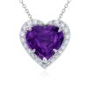 Platinum Heart-Shaped No-Heat Purple Sapphire Certified Pendants