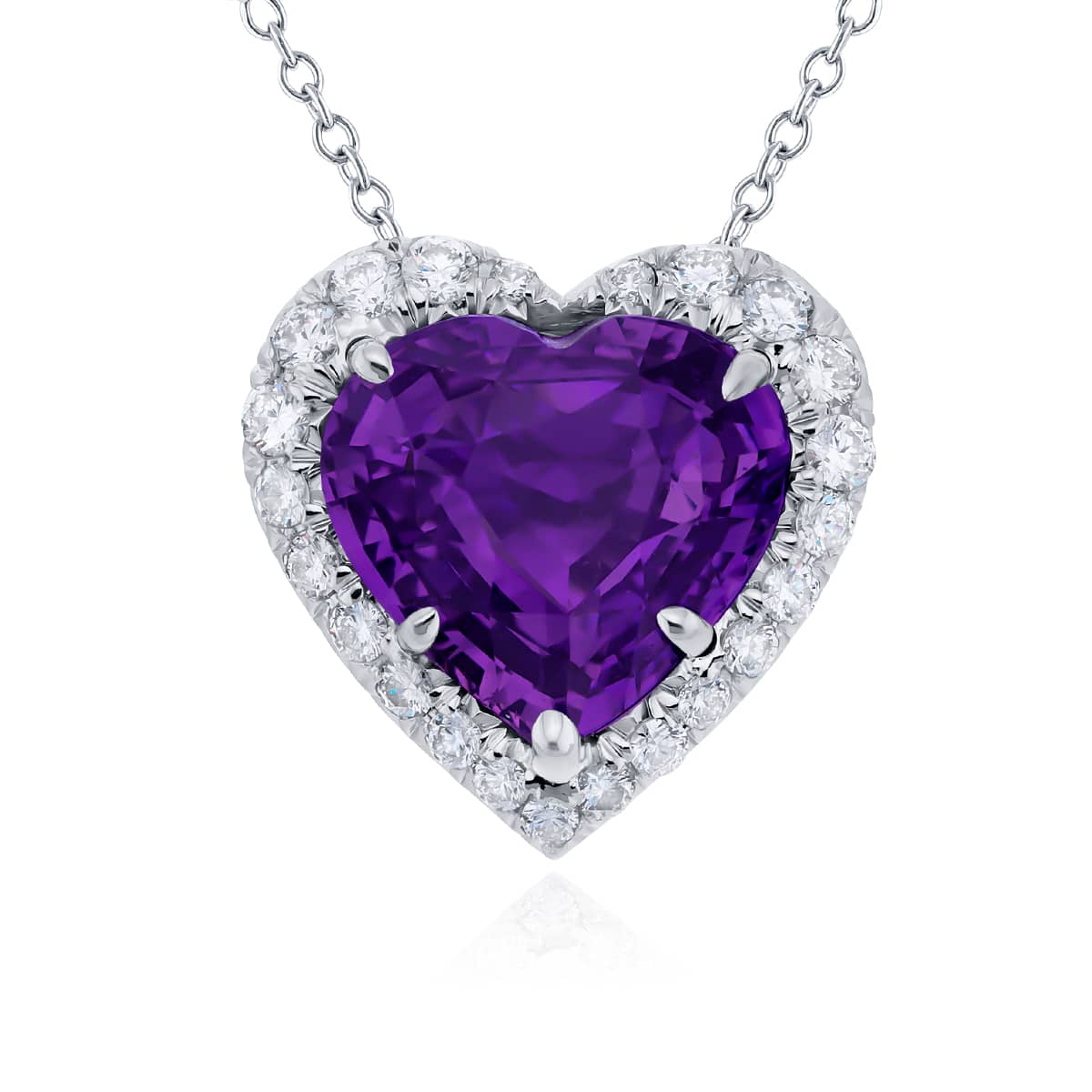 Platinum Heart-Shaped No-Heat Purple Sapphire Certified Pendants Platinum Heart-Shaped No-Heat Purple Sapphire Certified Pendants