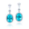 Platinum Oval Paraiba Certified Drop Earrings