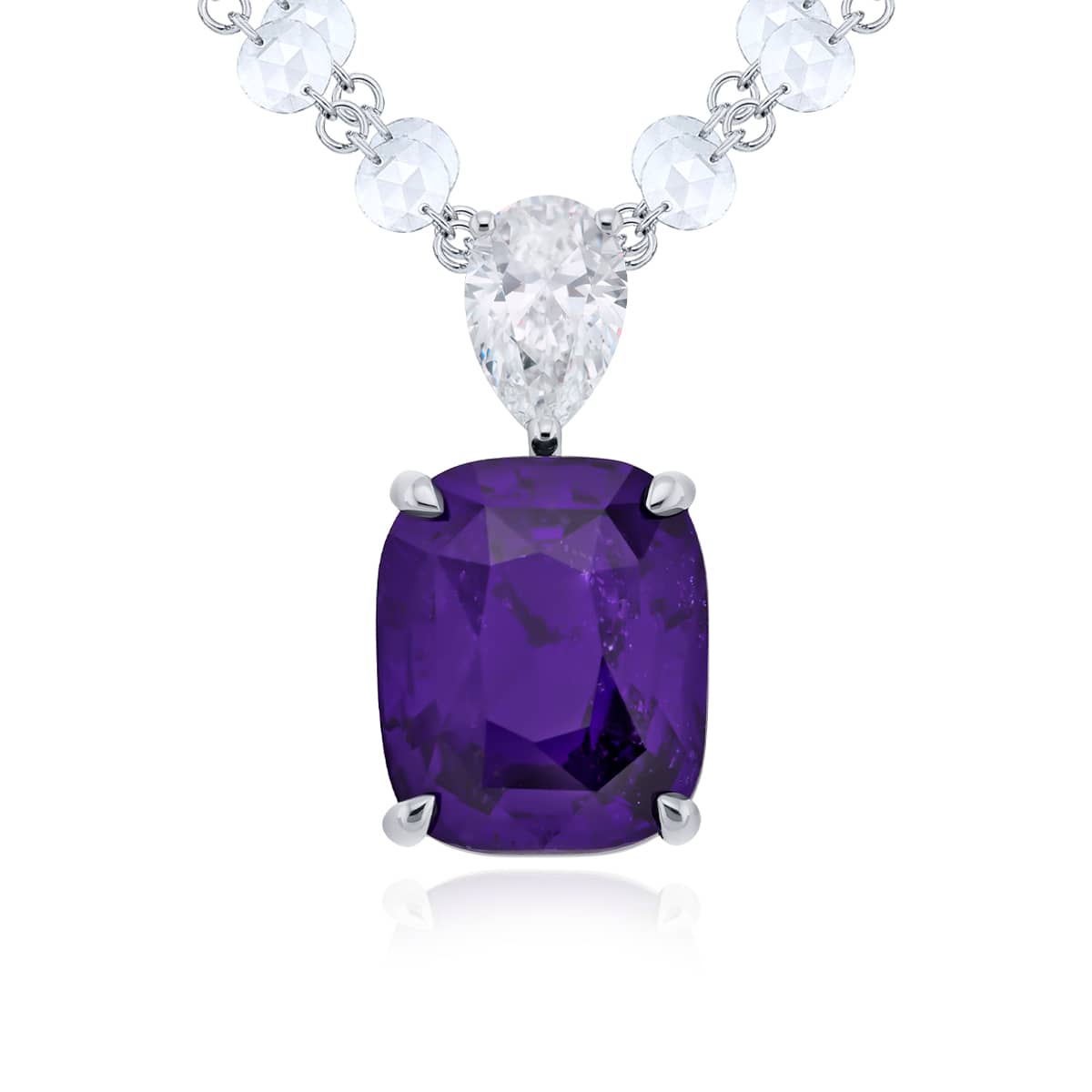 Platinum Cushion-Cut No-Heat Purple Sapphire GIA Certified Pendant Platinum Cushion-Cut No-Heat Purple Sapphire GIA Certified Pendant