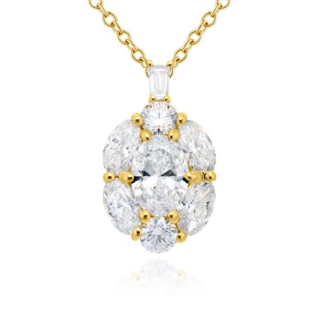 18K Yellow Gold Oval Diamond Certified Pendant