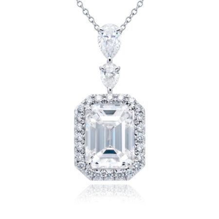 Platinum Emerald-Cut Diamond Certified Pendant