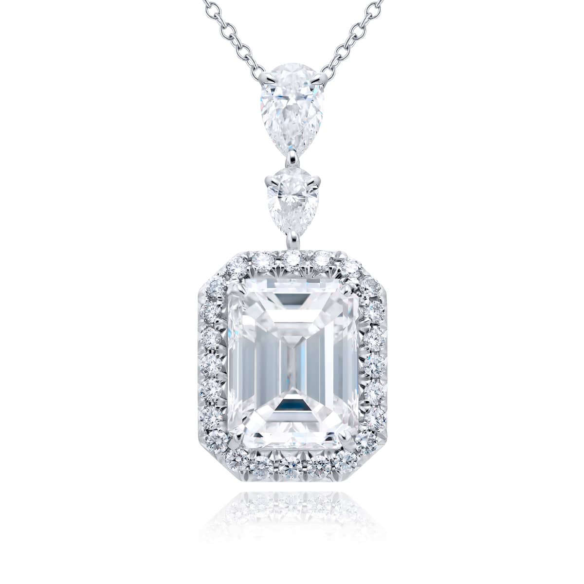Platinum Emerald-Cut Diamond Certified Pendant