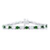 Platinum Round Emerald and Oval Diamond Bracelet