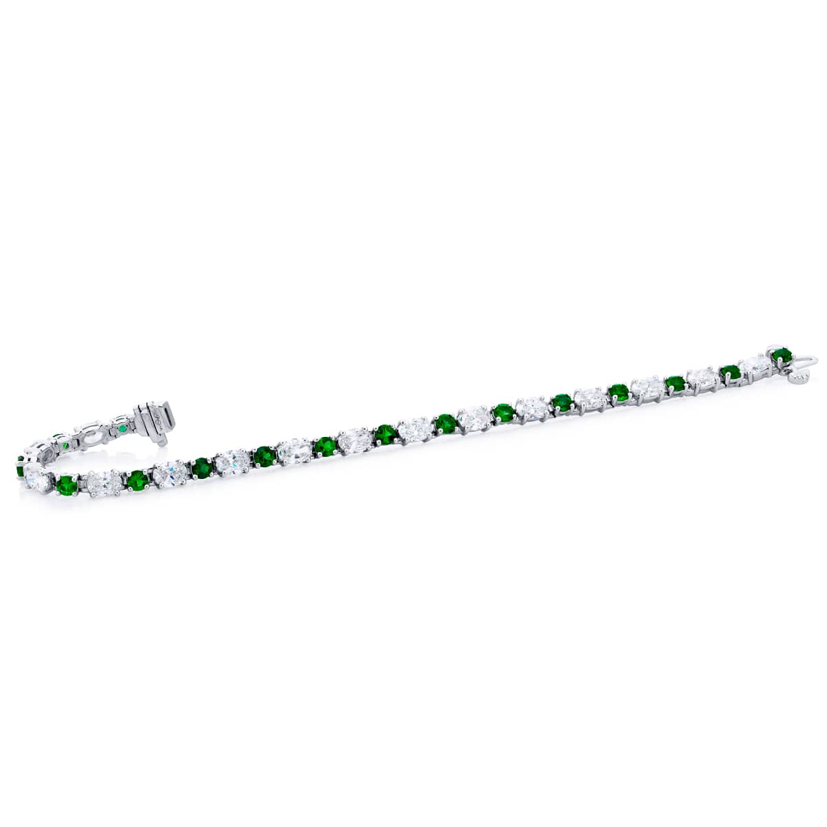 Platinum Round Emerald and Oval Diamond Bracelet Platinum Round Emerald and Oval Diamond Bracelet