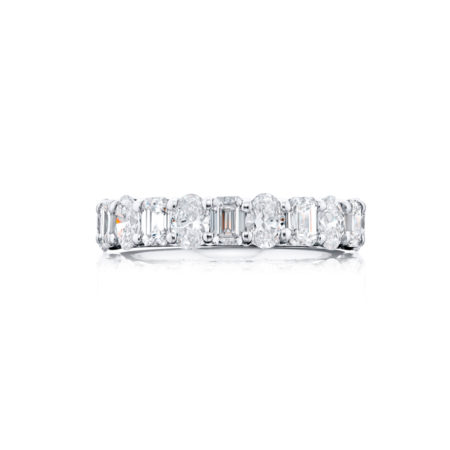 Platinum Emerald-Cut and Oval Diamond Band