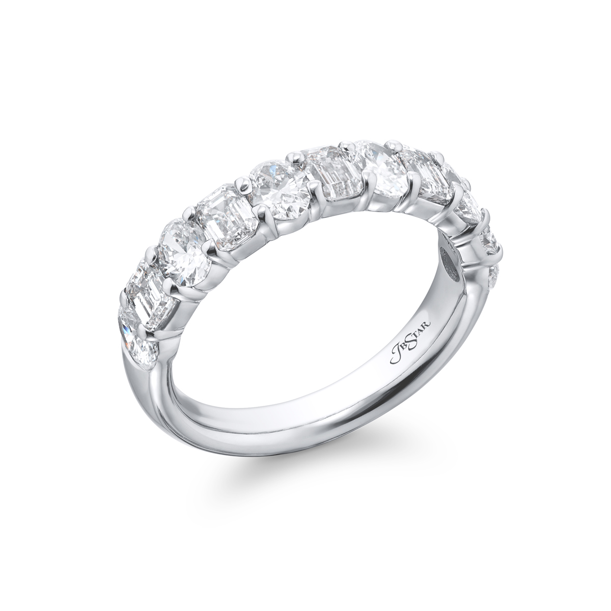 Platinum Emerald-Cut and Oval Diamond Band Platinum Emerald-Cut and Oval Diamond Band