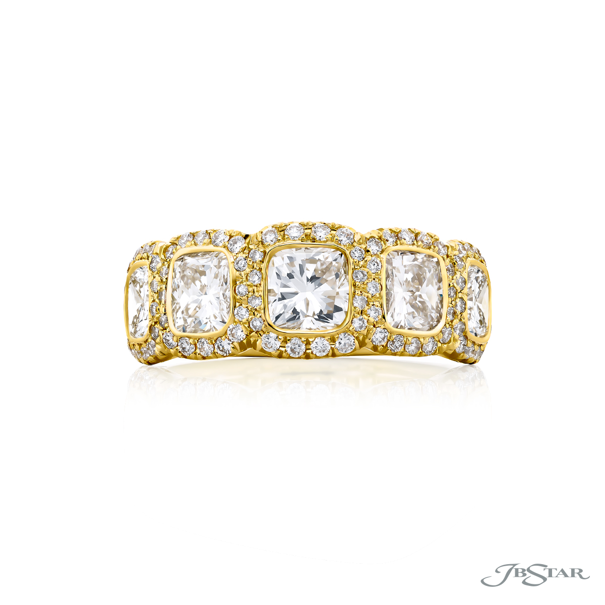 18K Yellow Gold Cushion-Cut Diamond Bezel Band 18K Yellow Gold Cushion-Cut Diamond Bezel Band