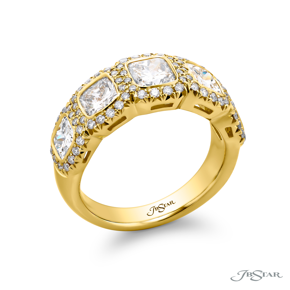 18K Yellow Gold Cushion-Cut Diamond Bezel Band 18K Yellow Gold Cushion-Cut Diamond Bezel Band
