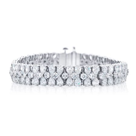 Platinum Pear-Shaped and Round Diamond Bracelet Platinum Pear-Shaped and Round Diamond Bracelet
